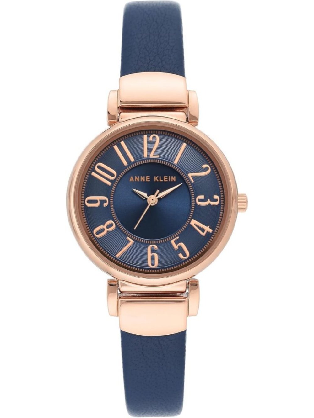 Women's Navy Blue Dial with Rose Gold Leather Strap Easy-to-Read Dress Wathces